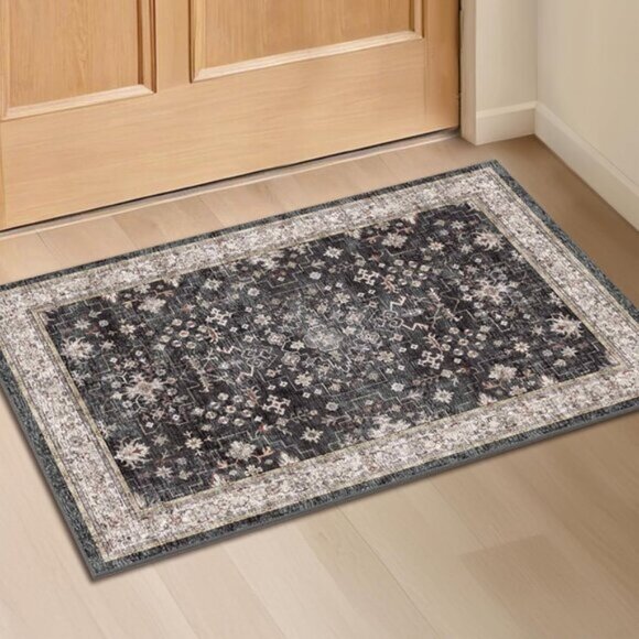 New Black 2x3 Washable Entry Rug, Non-Slip Indoor Mat for Home Decor